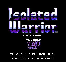 Isolated Warrior title screen for NES